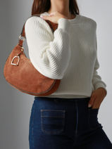 Schoudertas Altesse Suede Leder Etrier Bruin altesse suede EASU017M-vue-porte